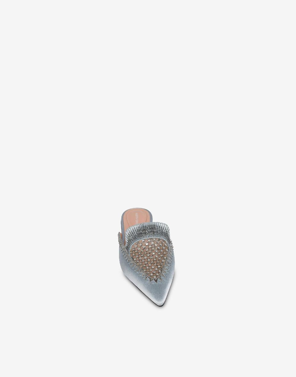 Alberta Ferretti Mia Mule in raso con ricamo strass Outlet