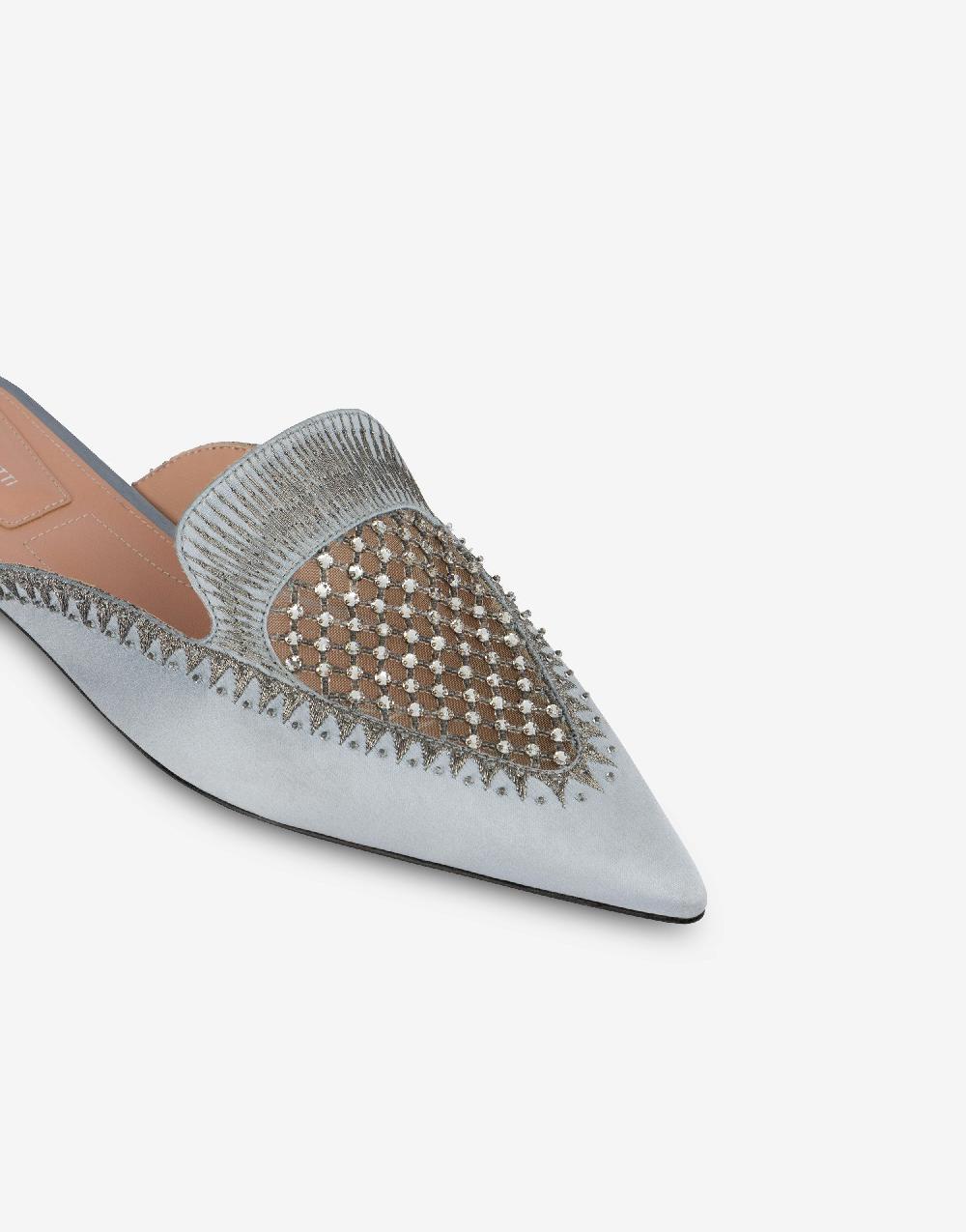 Alberta Ferretti Mia Mule in raso con ricamo strass Outlet