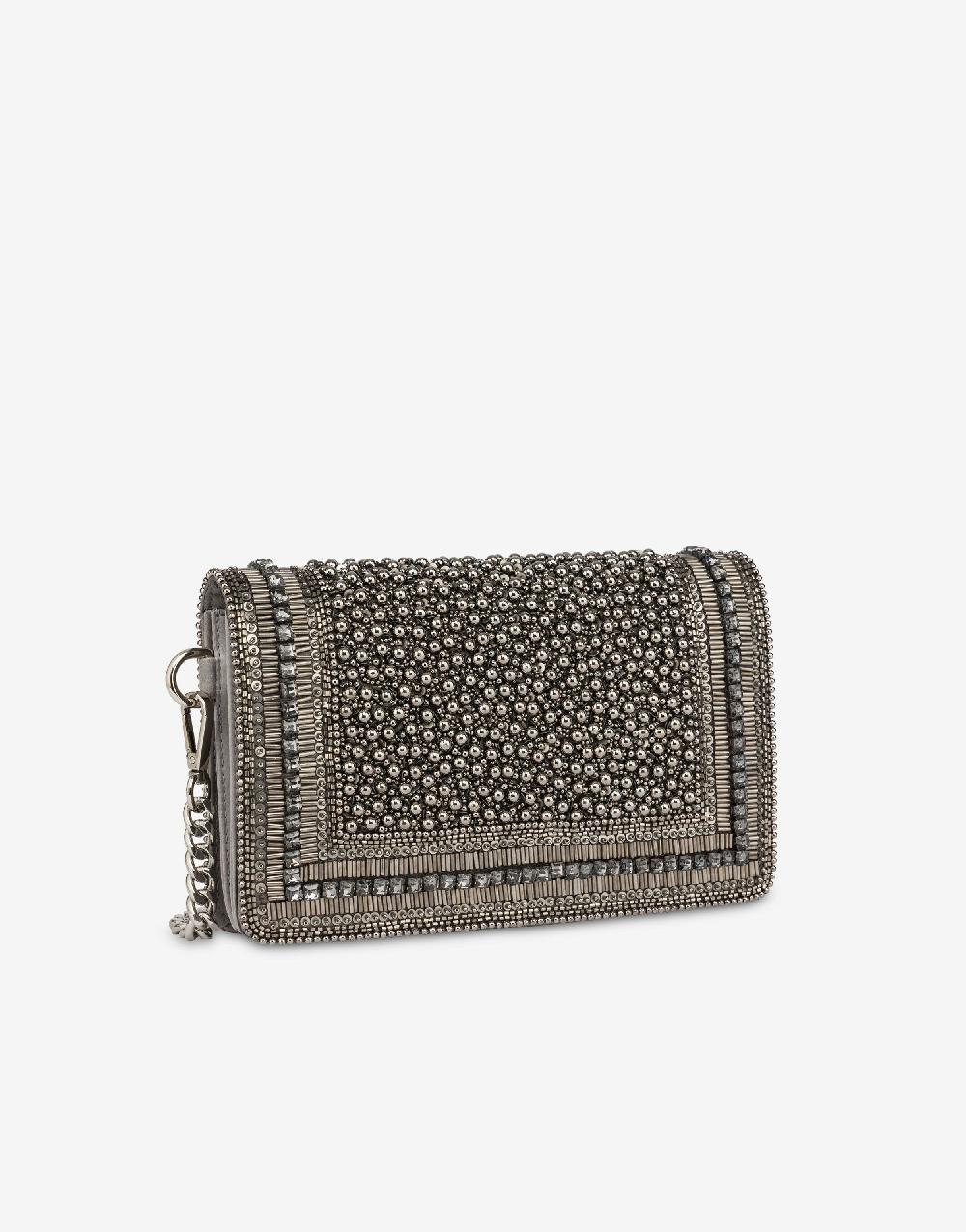 Alberta Ferretti Clutch in raso con ricamo perline e strass I Più Venduti