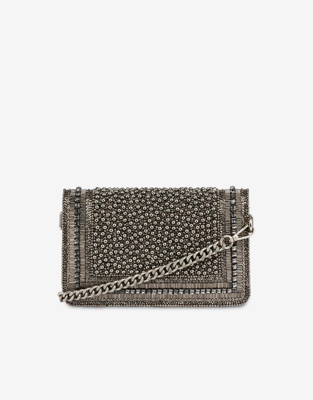 Alberta Ferretti Clutch in raso con ricamo perline e strass I Più Venduti