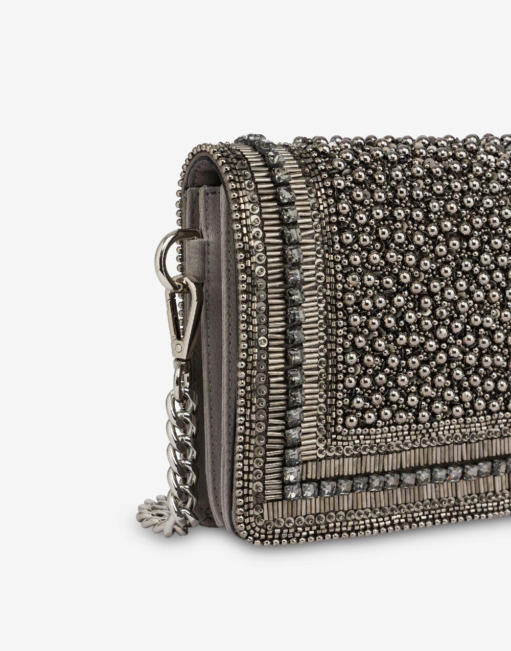 Alberta Ferretti Clutch in raso con ricamo perline e strass I Più Venduti