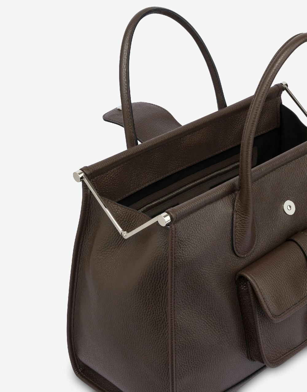 Alberta Ferretti Borsa doppio manico in vitello granato In Linea