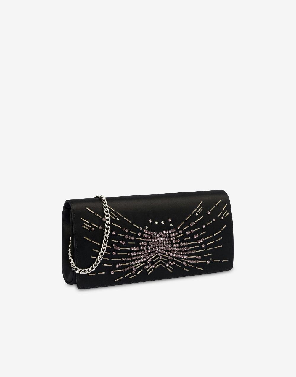 Alberta Ferretti Clutch in raso con ricamo perline e strass Negozi Online