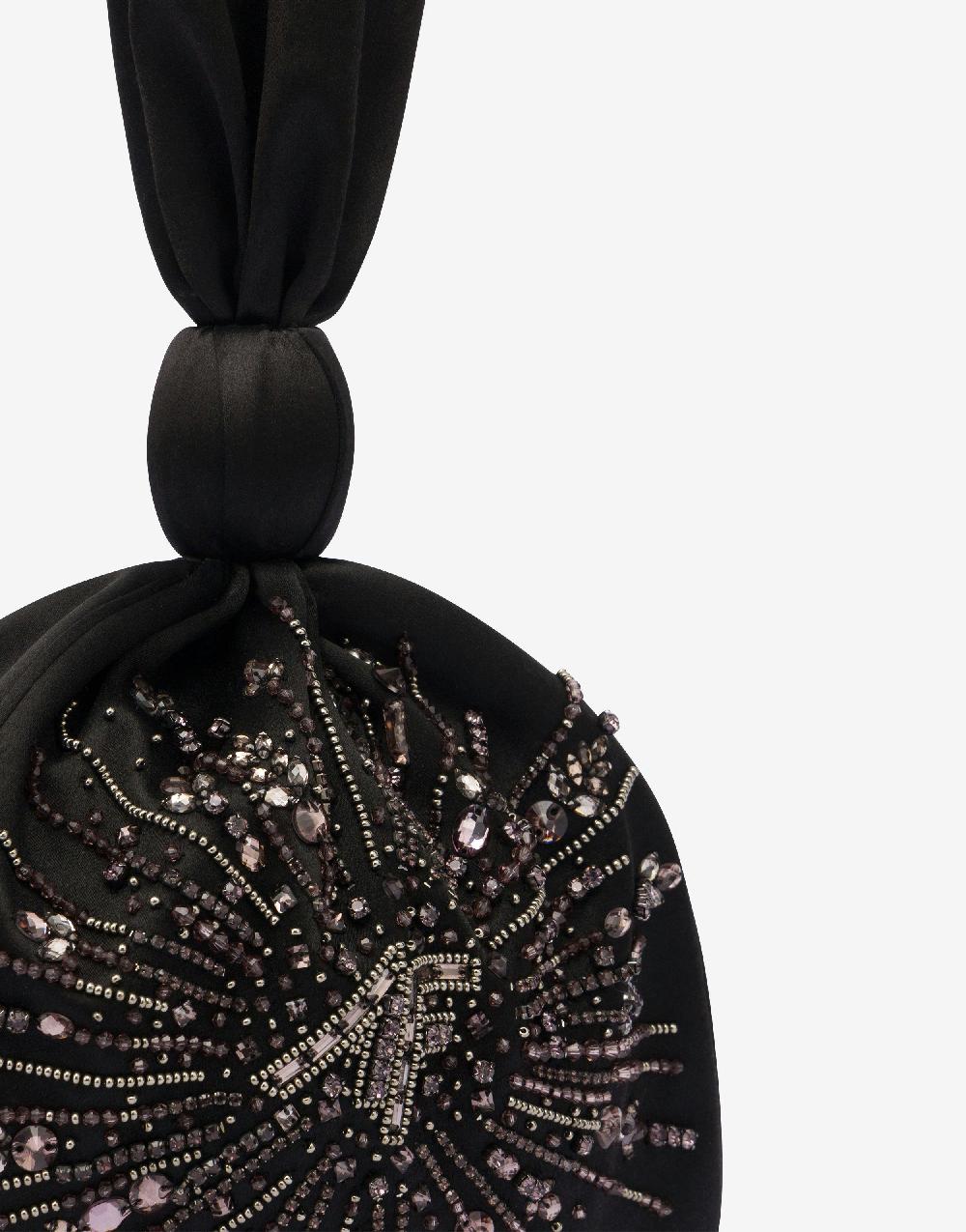 Alberta Ferretti Bucket bag in raso con ricamo perline e strass Acquista Ora