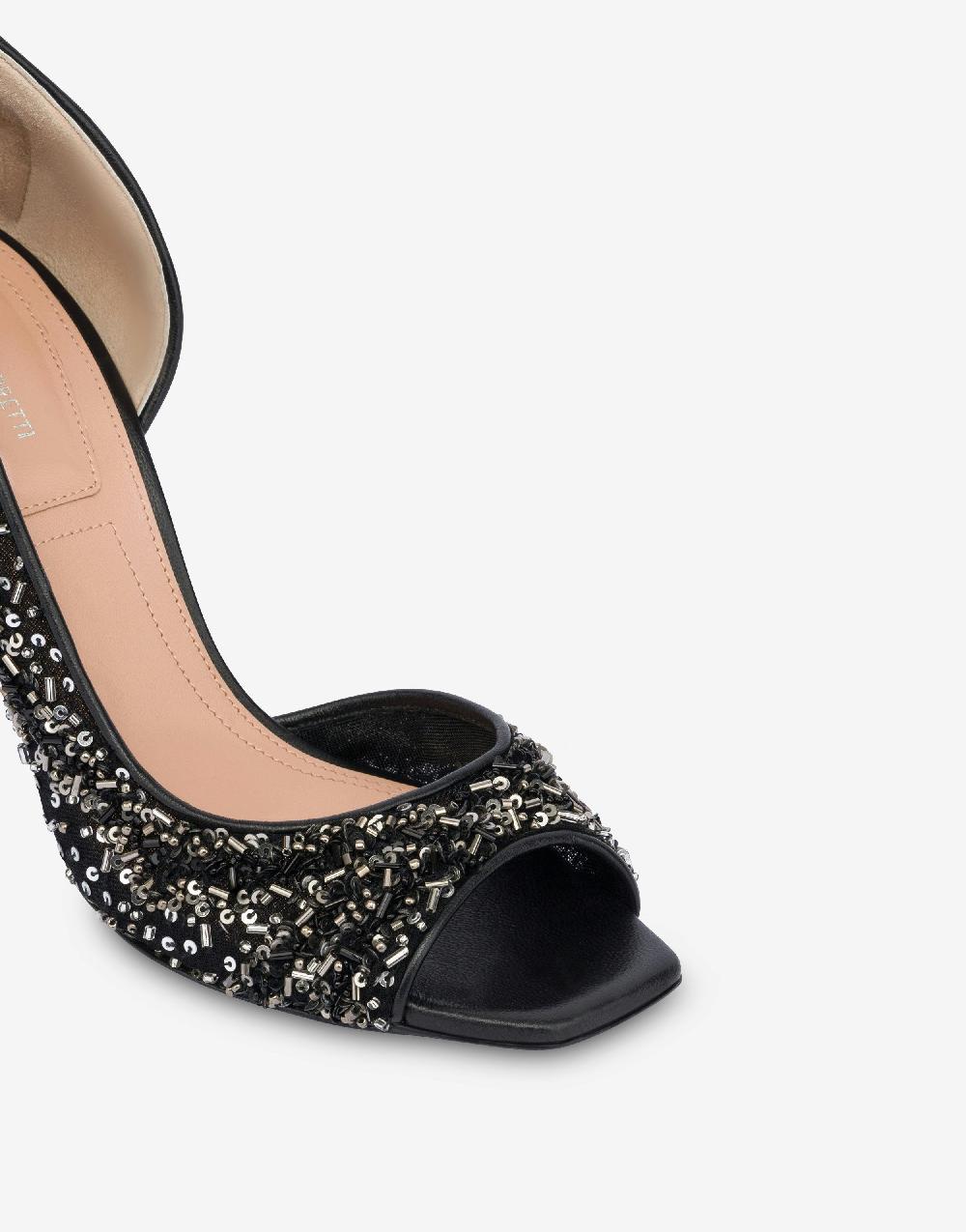 Alberta Ferretti Décolleté d'Orsay in rete con paillettes e perline Consegna Veloce