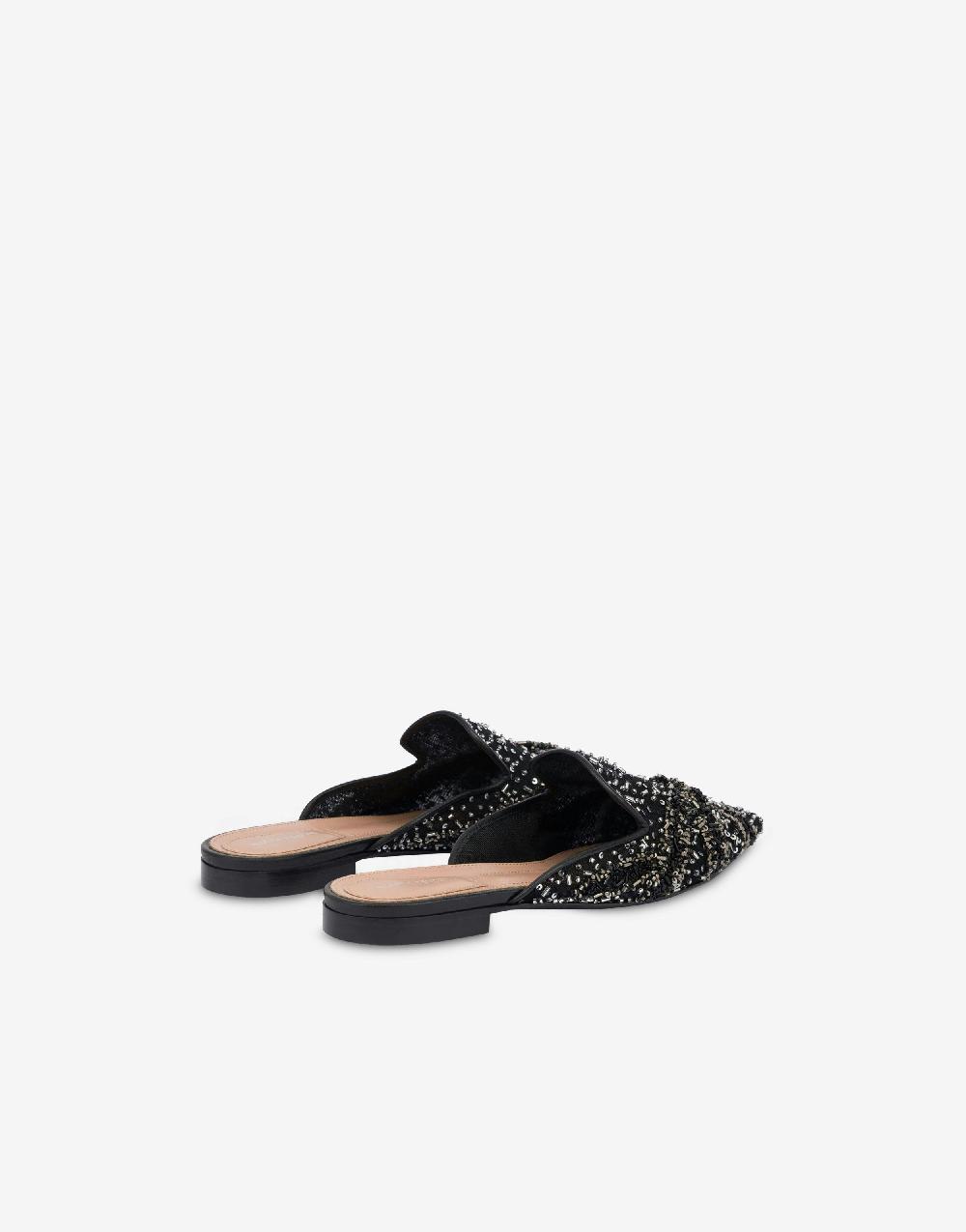 Alberta Ferretti Mia Mule in rete con paillettes e perline Promozione Limitata