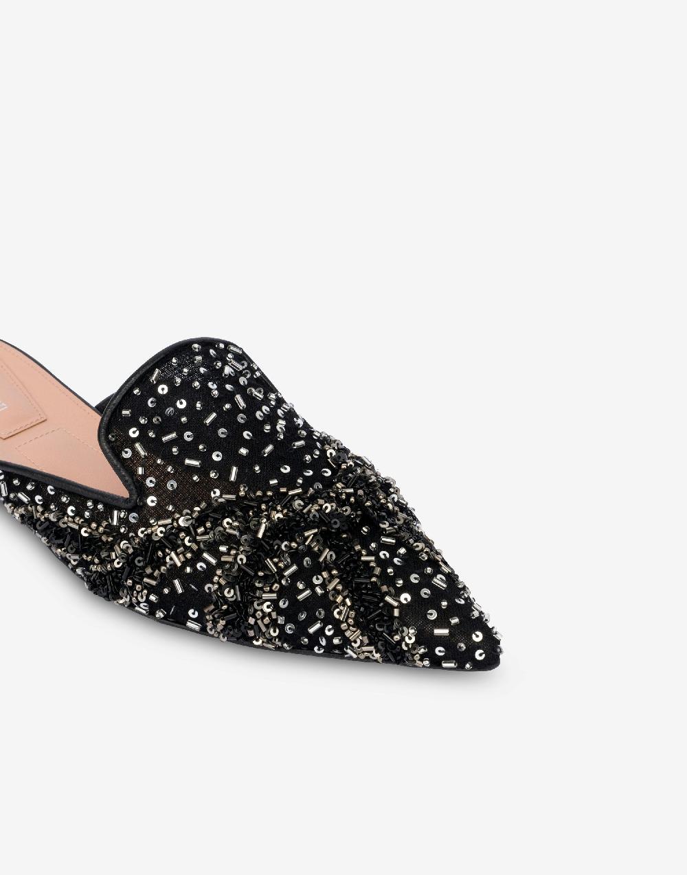 Alberta Ferretti Mia Mule in rete con paillettes e perline Promozione Limitata