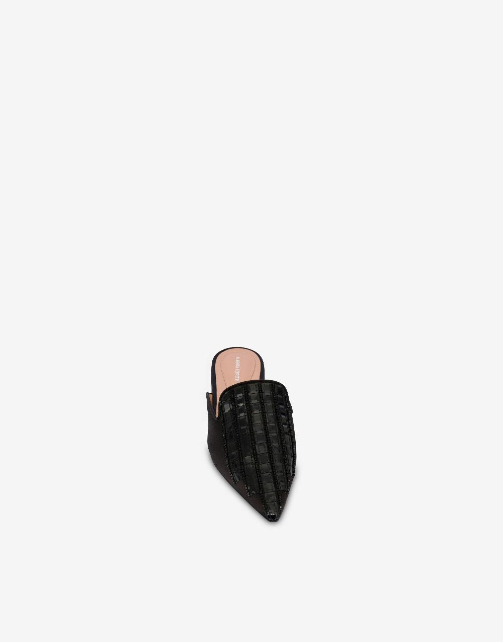 Alberta Ferretti Mia Mule in raso con ricamo effetto gessato Shopping Online