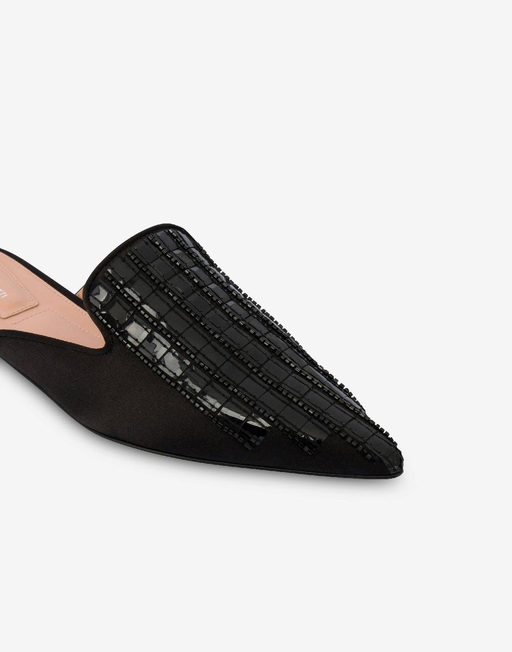Alberta Ferretti Mia Mule in raso con ricamo effetto gessato Shopping Online