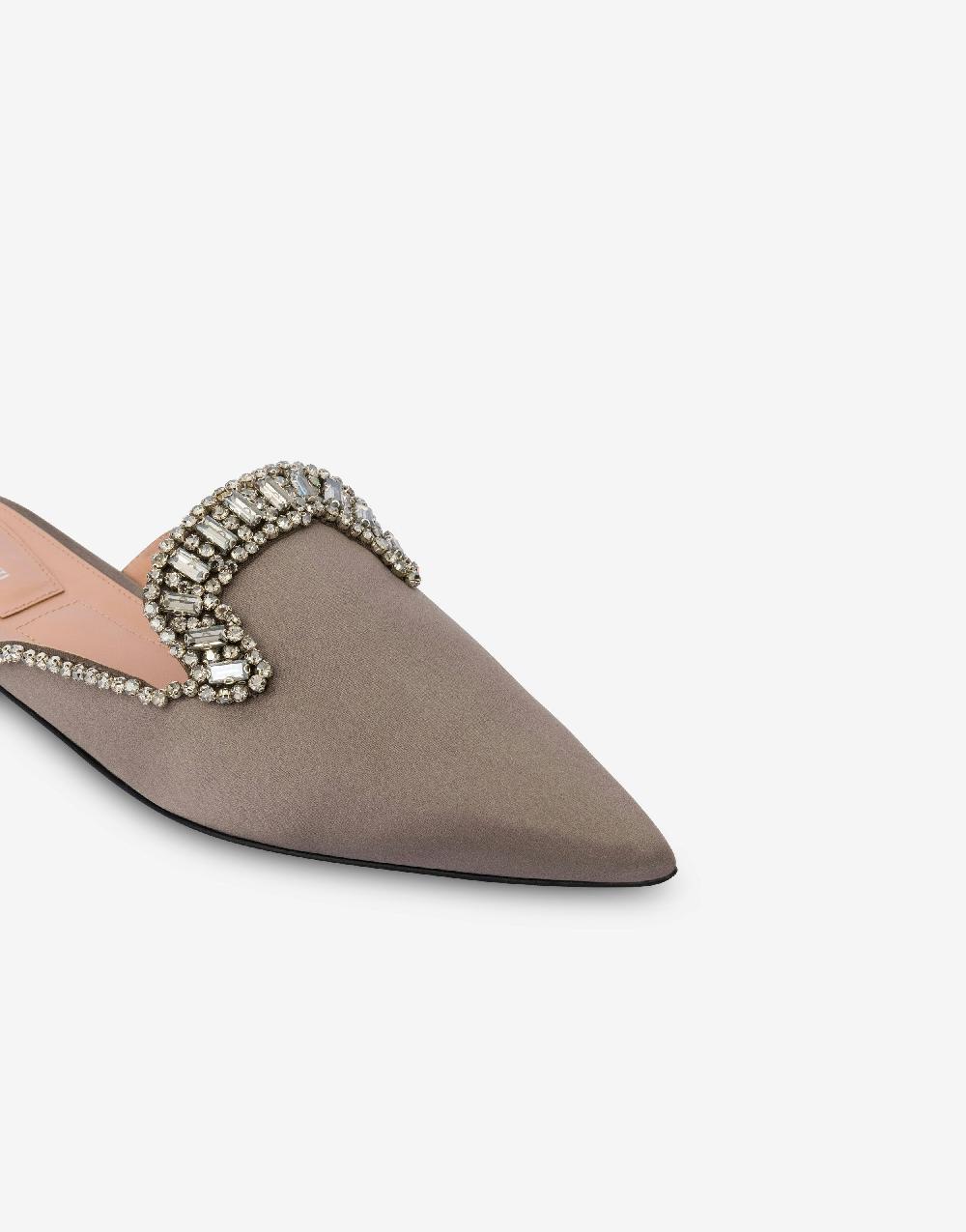 Alberta Ferretti Mia Mule in raso con ricamo effetto gioiello Offerta
