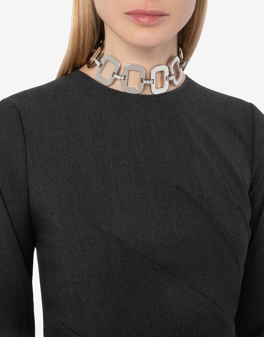 Alberta Ferretti Collana girocollo in metallo con strass Offerte