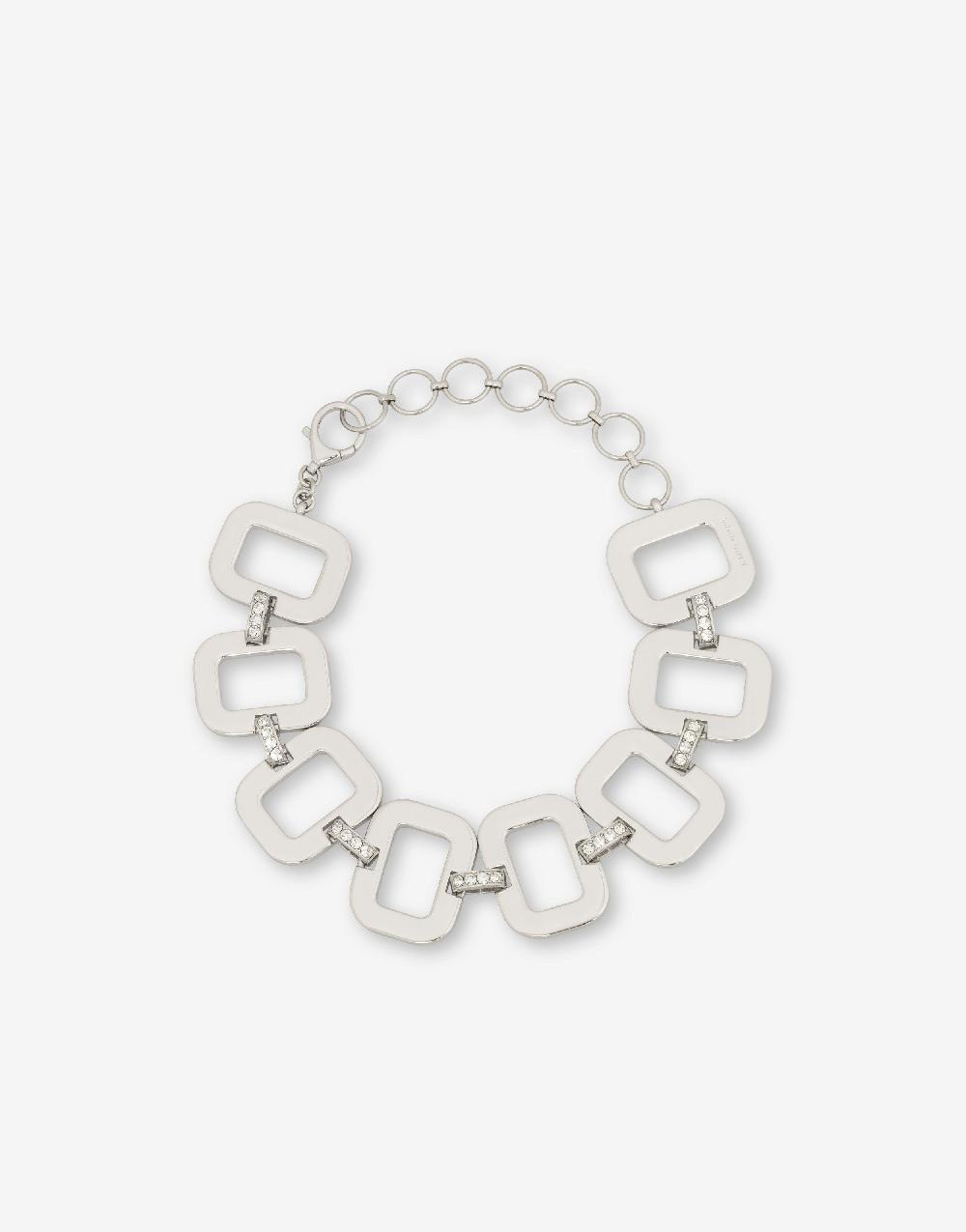 Alberta Ferretti Collana girocollo in metallo con strass Offerte