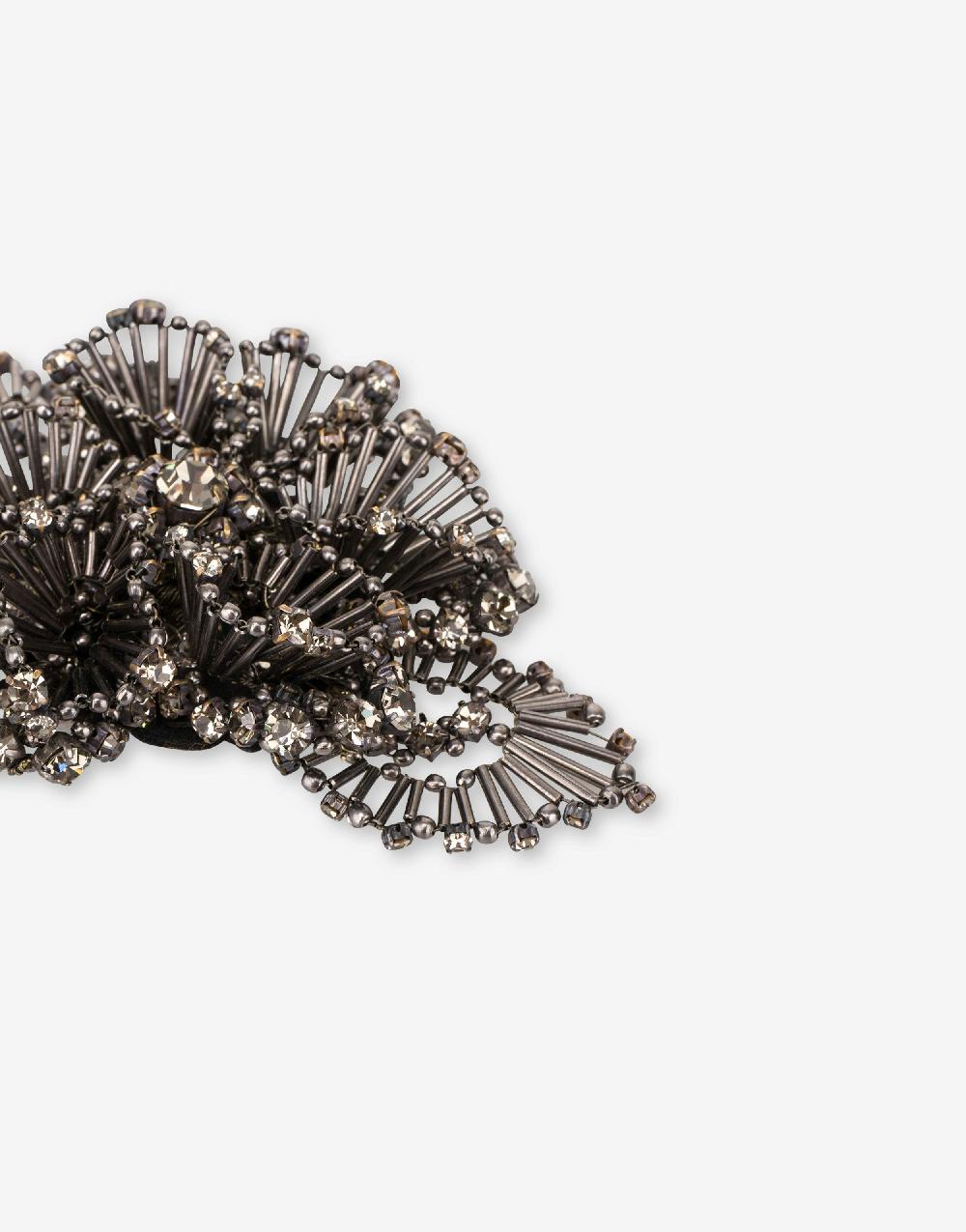 Alberta Ferretti Spilla bijoux a fiore argento con pietre e perline Vendite Flash