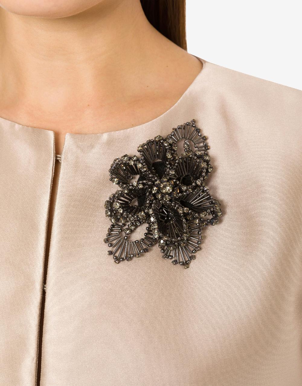 Alberta Ferretti Spilla bijoux a fiore argento con pietre e perline Vendite Flash