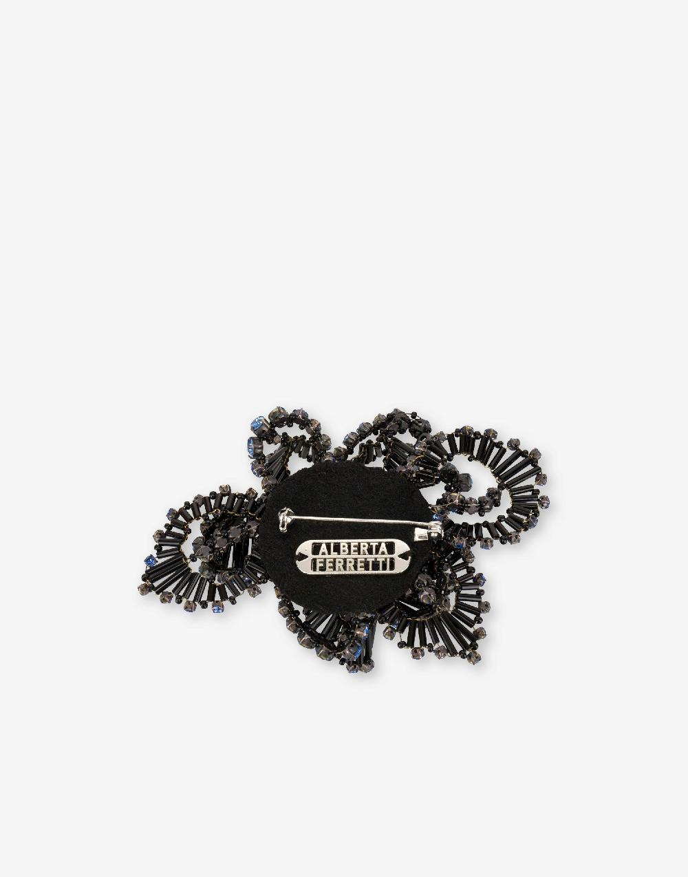 Alberta Ferretti Spilla bijoux a fiore blu con pietre e perline Negozio