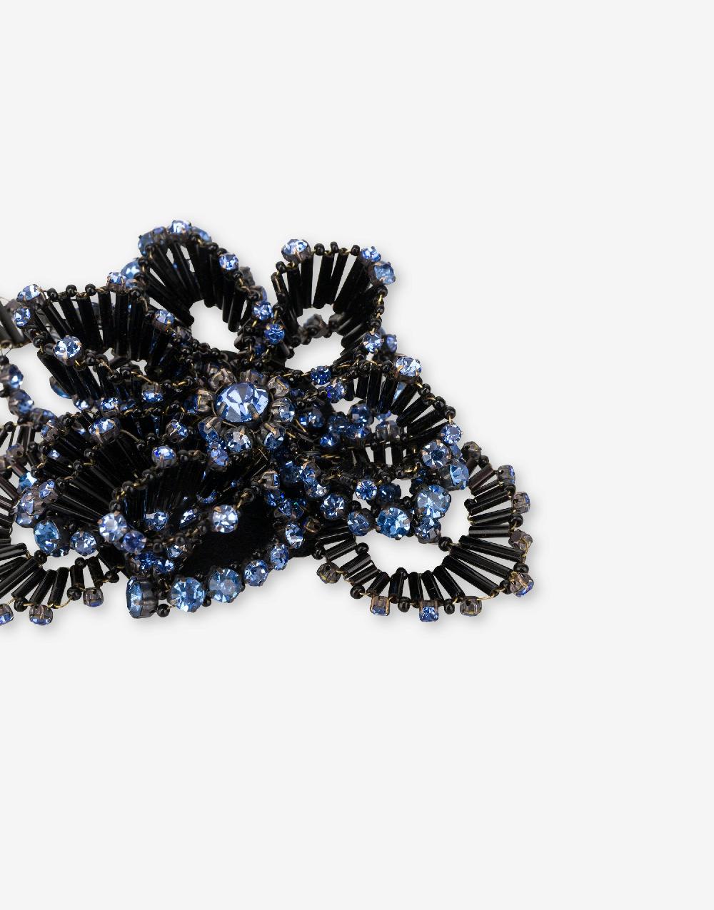 Alberta Ferretti Spilla bijoux a fiore blu con pietre e perline Negozio
