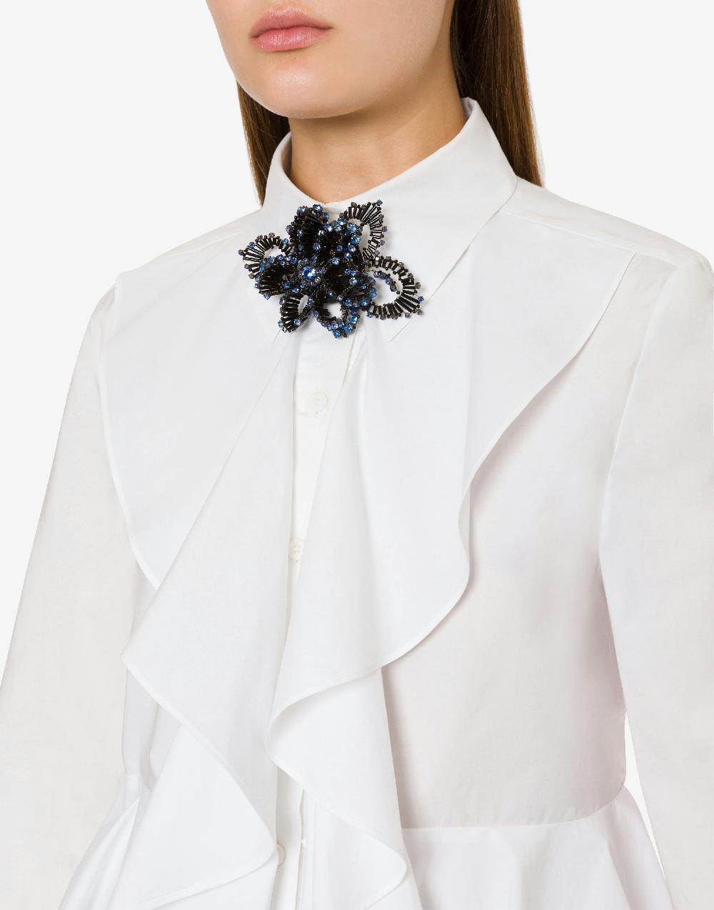 Alberta Ferretti Spilla bijoux a fiore blu con pietre e perline Negozio