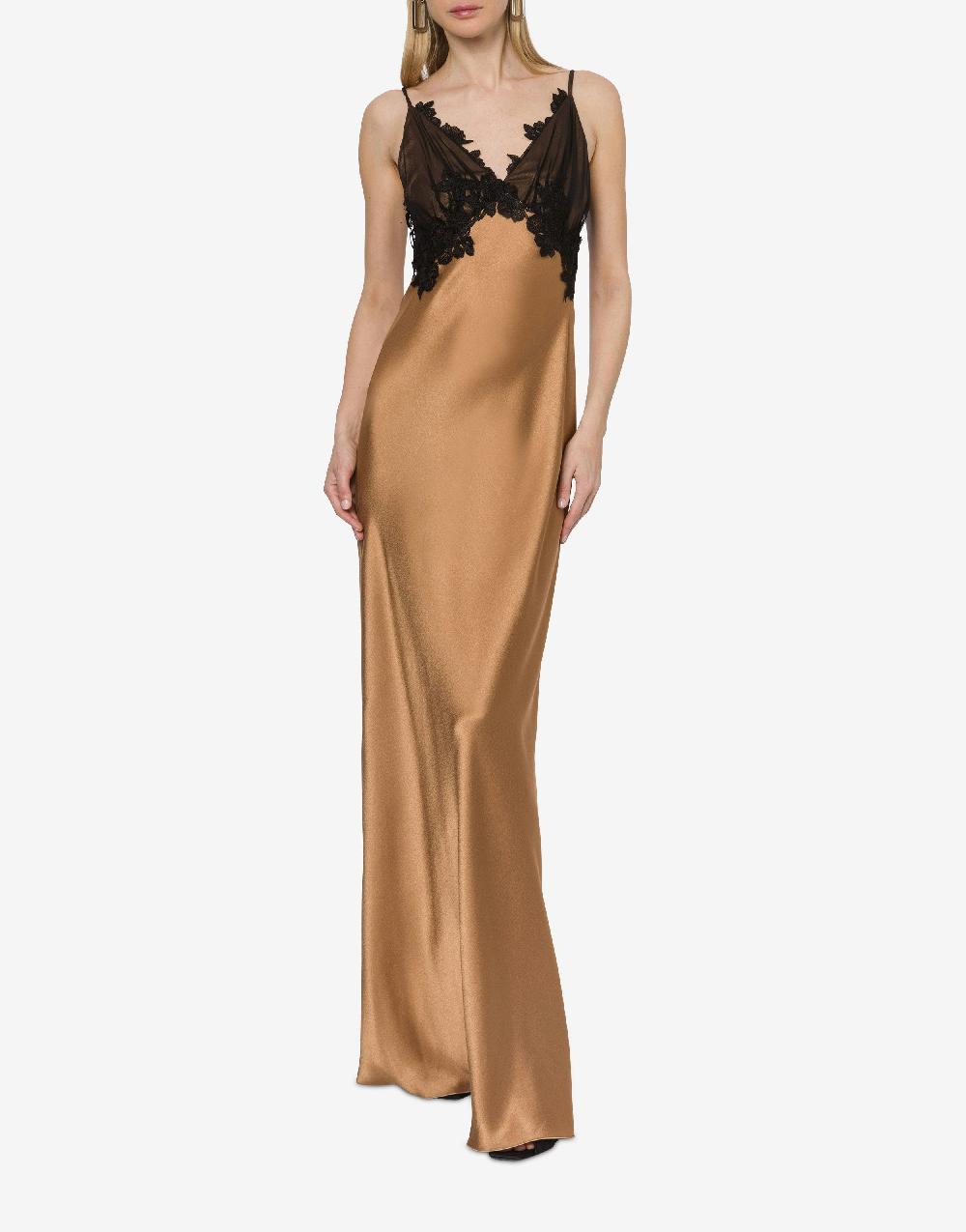 Alberta Ferretti Abito in raso con tulle e pizzo Italia