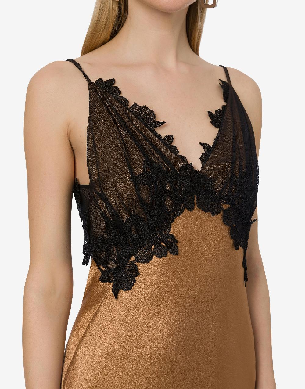 Alberta Ferretti Abito in raso con tulle e pizzo Italia