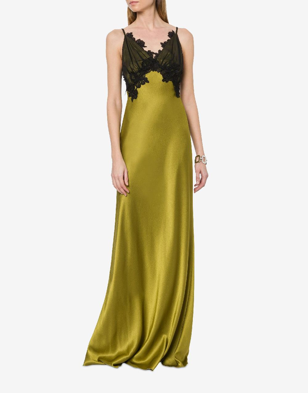 Alberta Ferretti Abito in raso con tulle e pizzo 2025