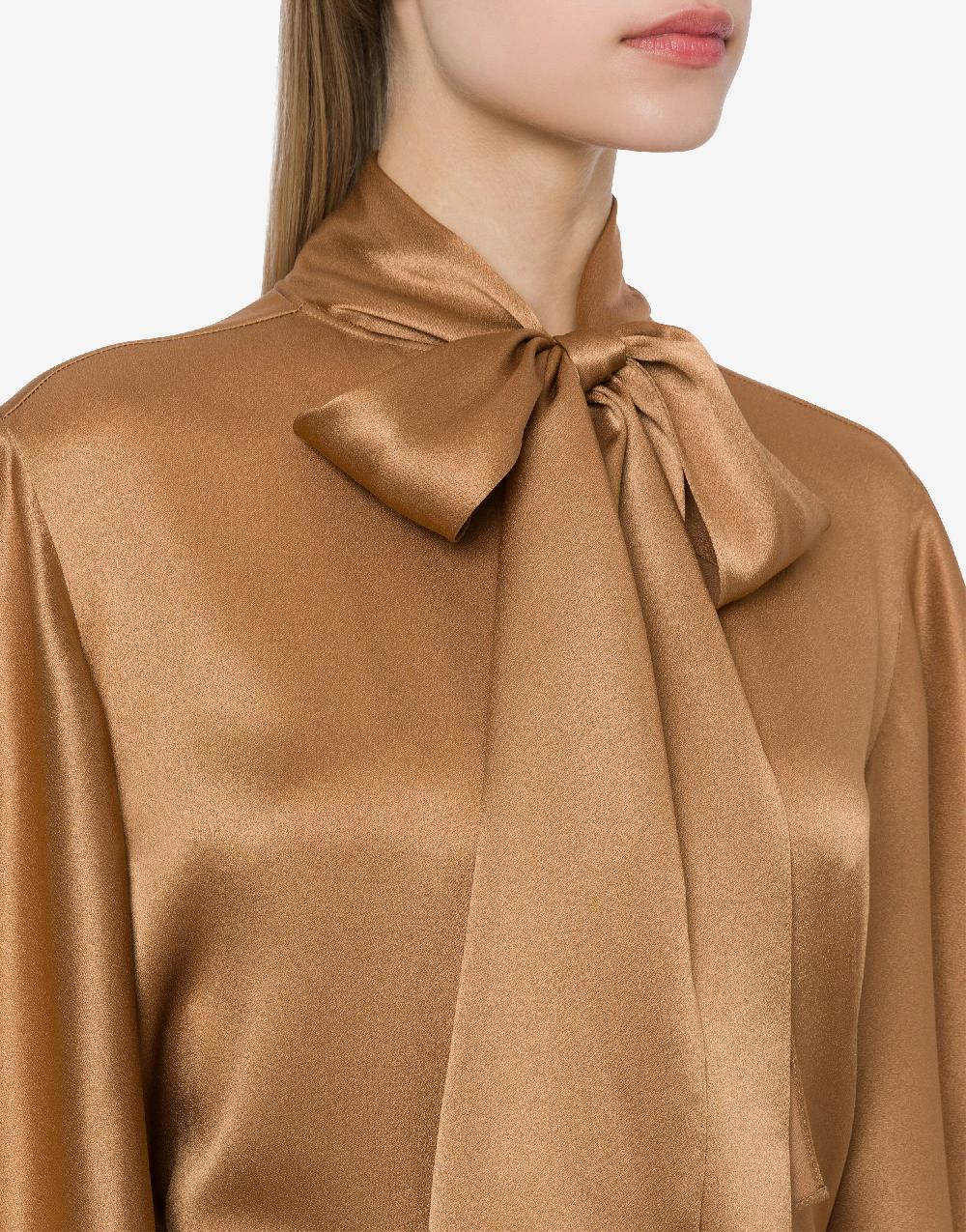 Alberta Ferretti Camicia in raso con collo lavallière Nuovo