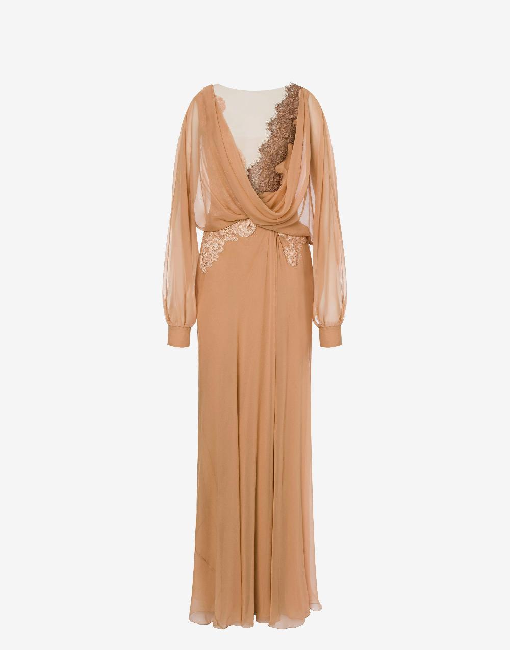 Alberta Ferretti Abito in chiffon organico con pizzo Vendita