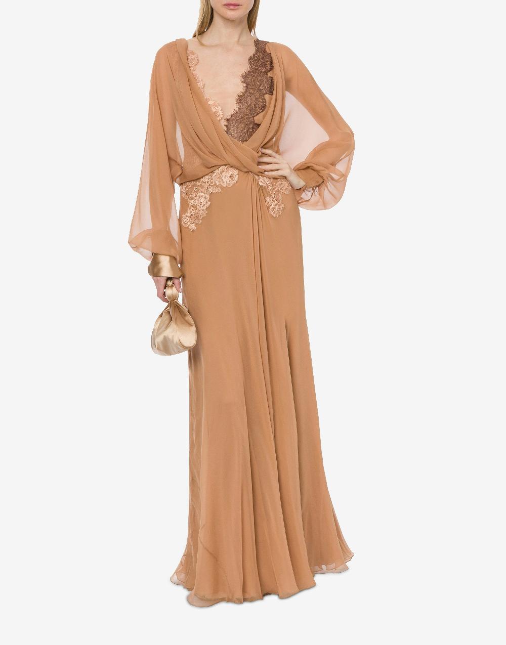 Alberta Ferretti Abito in chiffon organico con pizzo Vendita