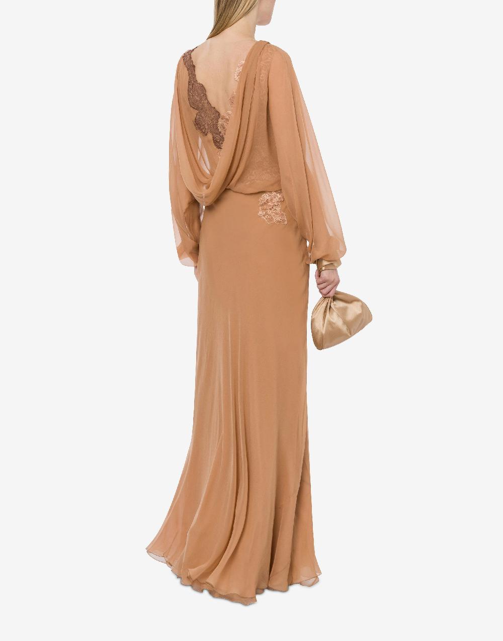 Alberta Ferretti Abito in chiffon organico con pizzo Vendita