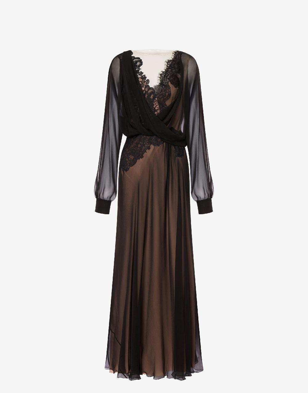Alberta Ferretti Abito in chiffon organico con pizzo Promozione