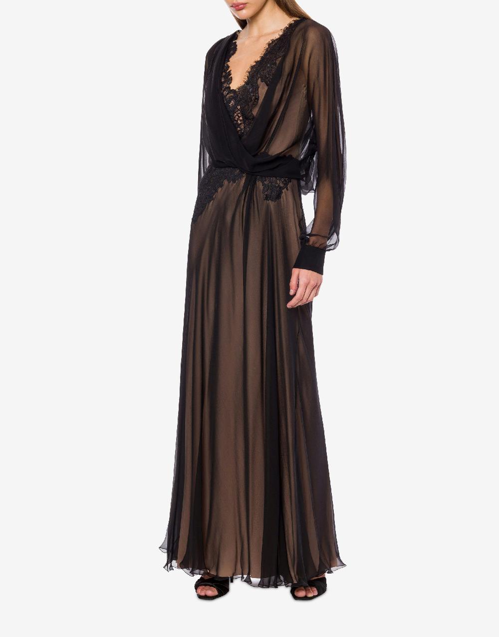 Alberta Ferretti Abito in chiffon organico con pizzo Promozione