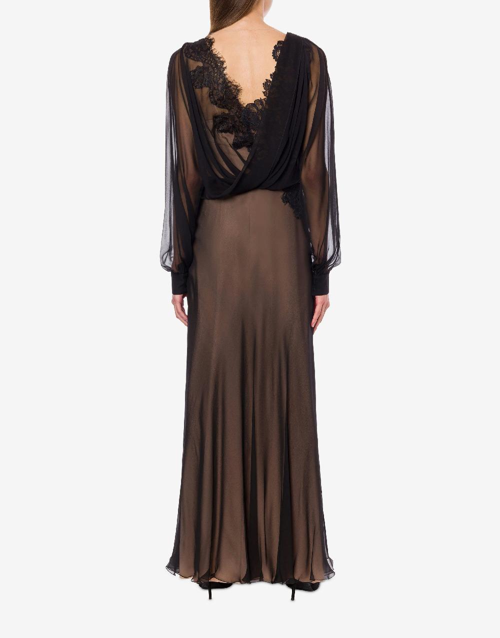 Alberta Ferretti Abito in chiffon organico con pizzo Promozione