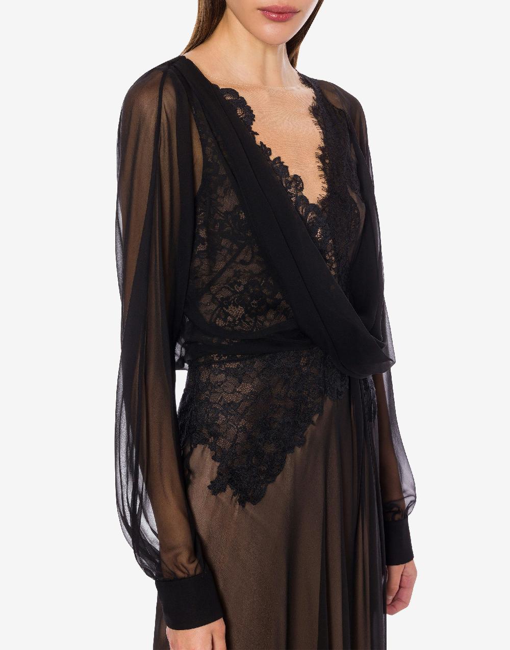 Alberta Ferretti Abito in chiffon organico con pizzo Promozione