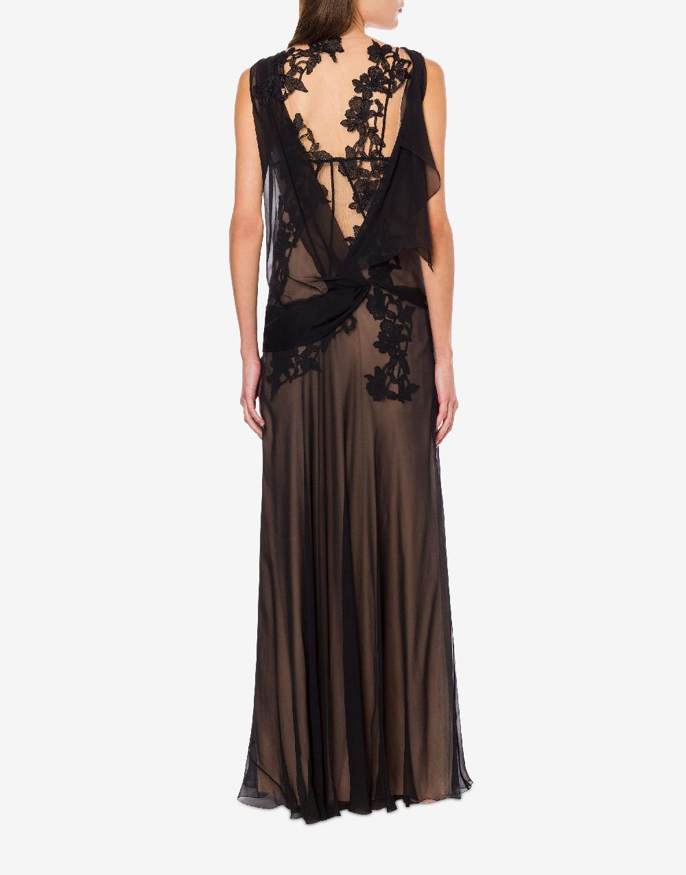 Alberta Ferretti Abito in chiffon organico Macramé Ramage Spedizione Gratuita