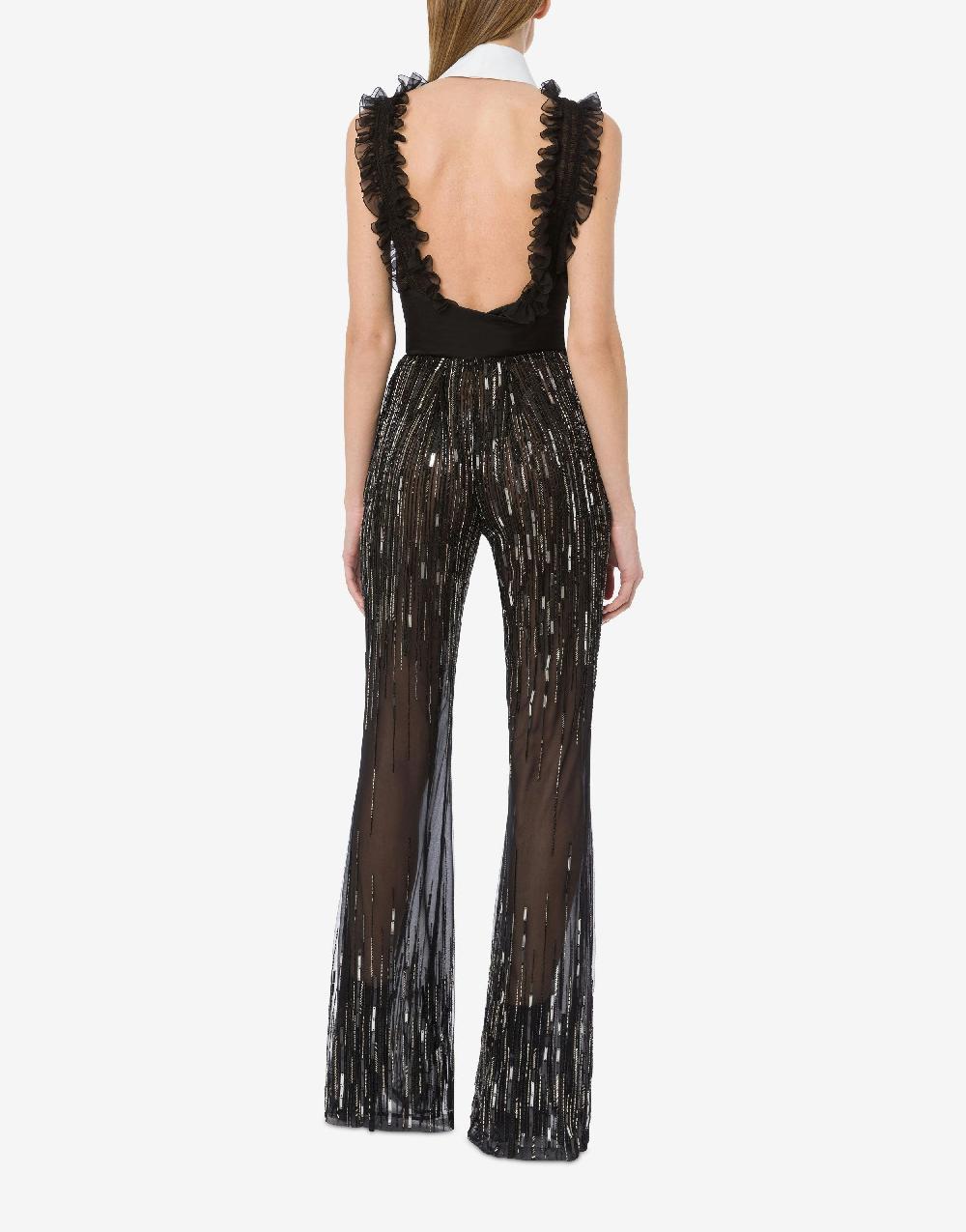 Alberta Ferretti Pantalone con flare perline e paillettes degradé Consegna Veloce