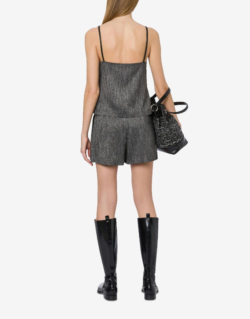 Alberta Ferretti Short in chevron e tessuto nappato con pizzo Fino Al -60%