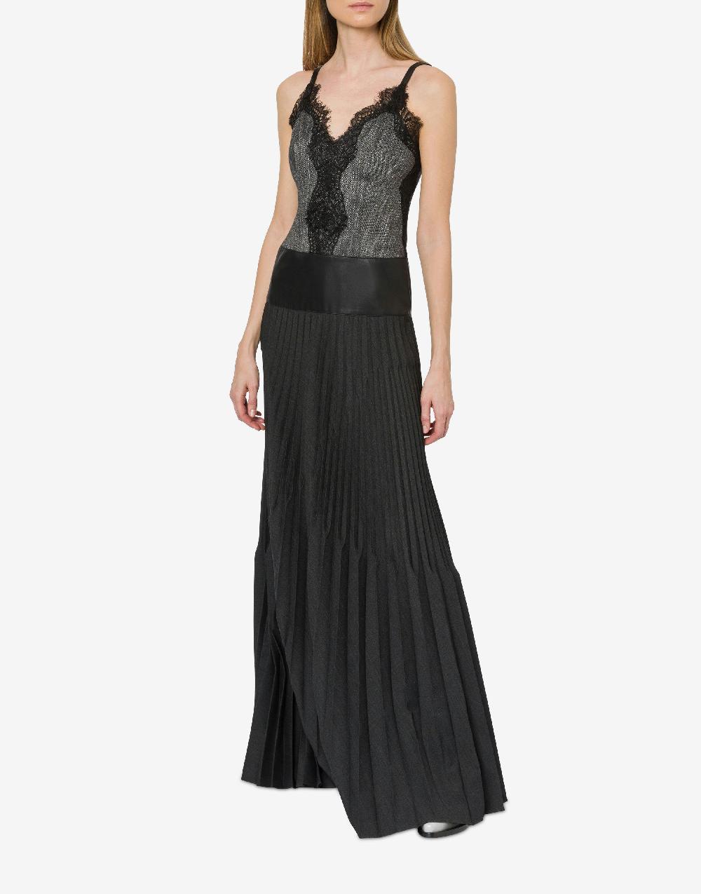 Alberta Ferretti Abito lungo con pizzo e plissé Shopping Online