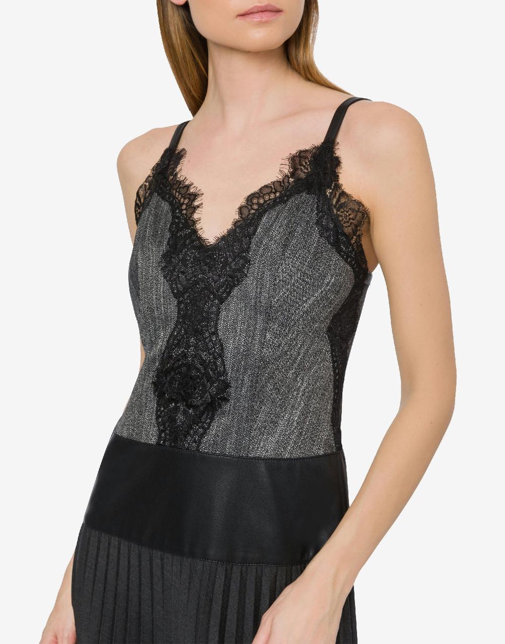 Alberta Ferretti Abito lungo con pizzo e plissé Shopping Online