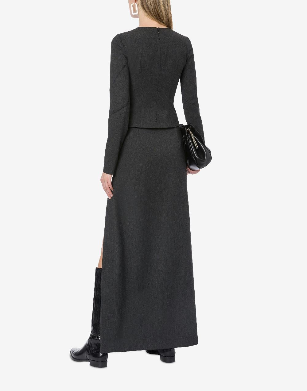 Alberta Ferretti Gonna in twill di lana stretch con spacco Novità