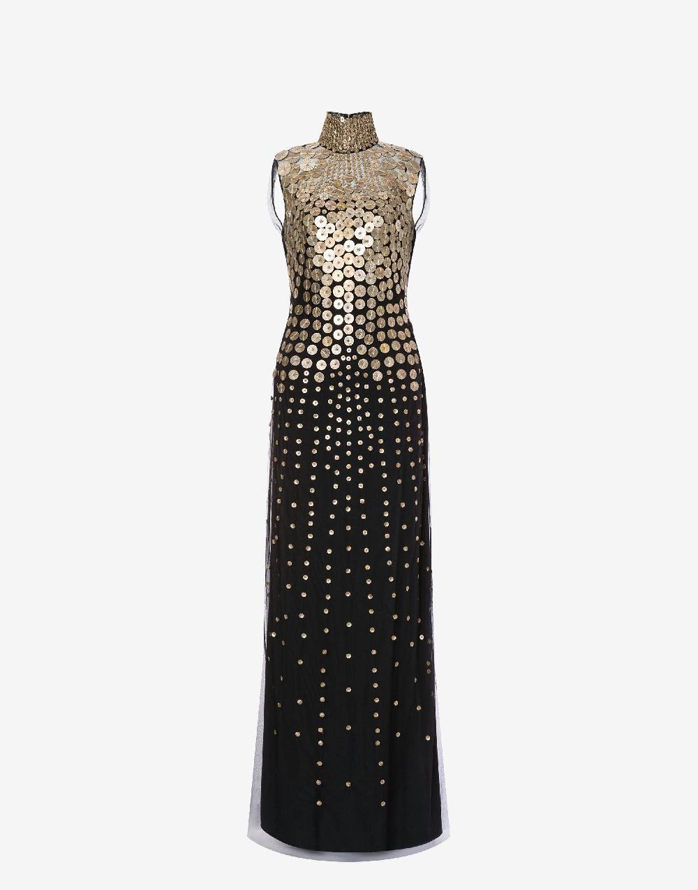 Alberta Ferretti Abito in tulle con ricamo medaglie