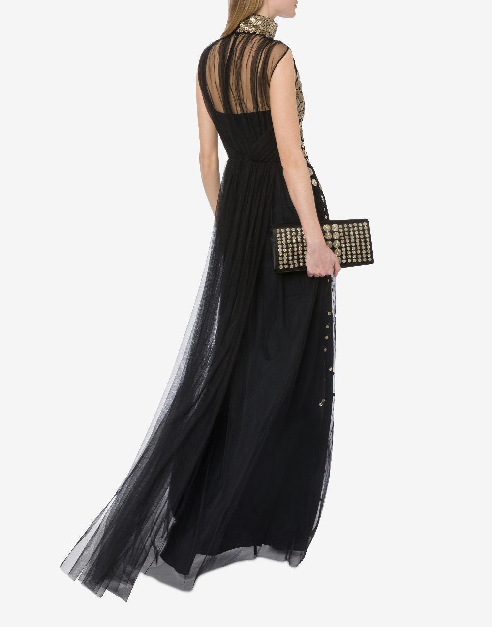 Alberta Ferretti Abito in tulle con ricamo medaglie Presa