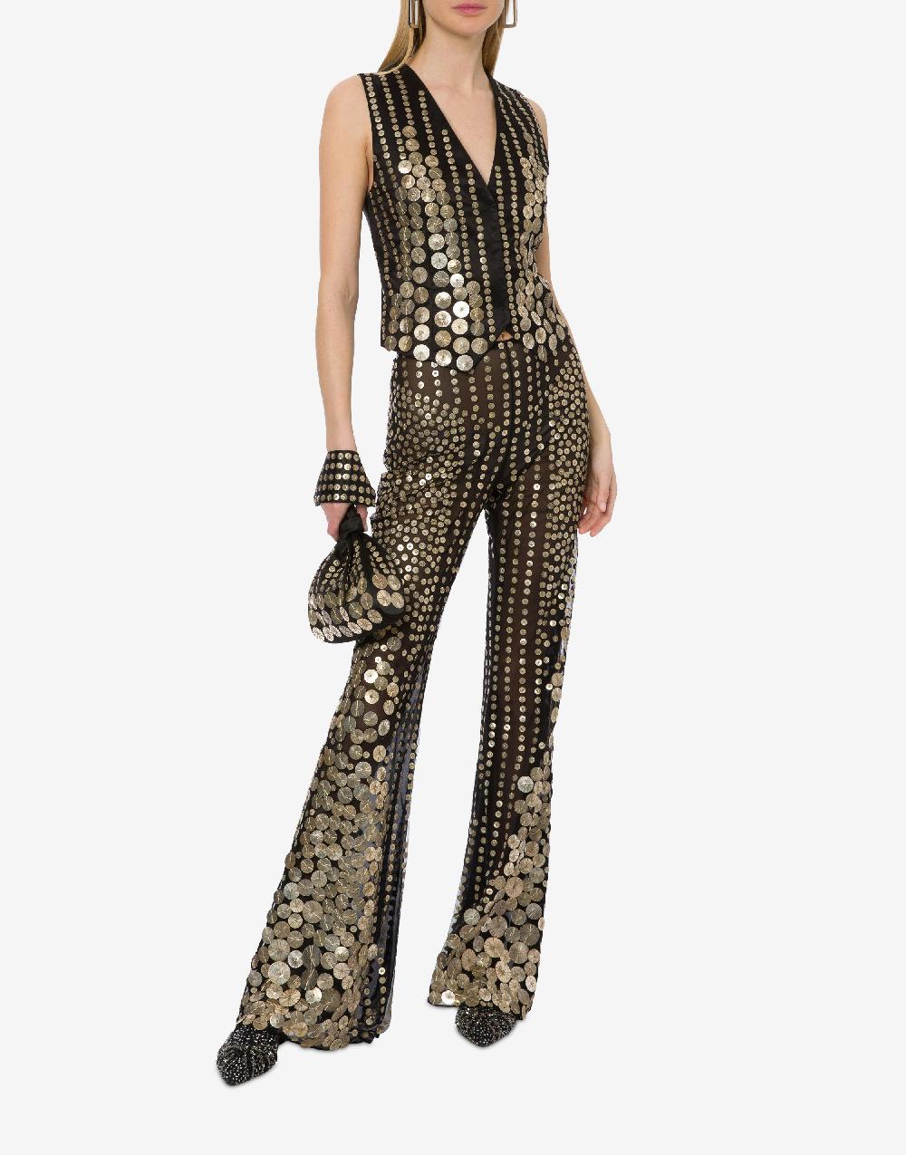 Alberta Ferretti Pantalone flare con ricamo medaglie Offerta