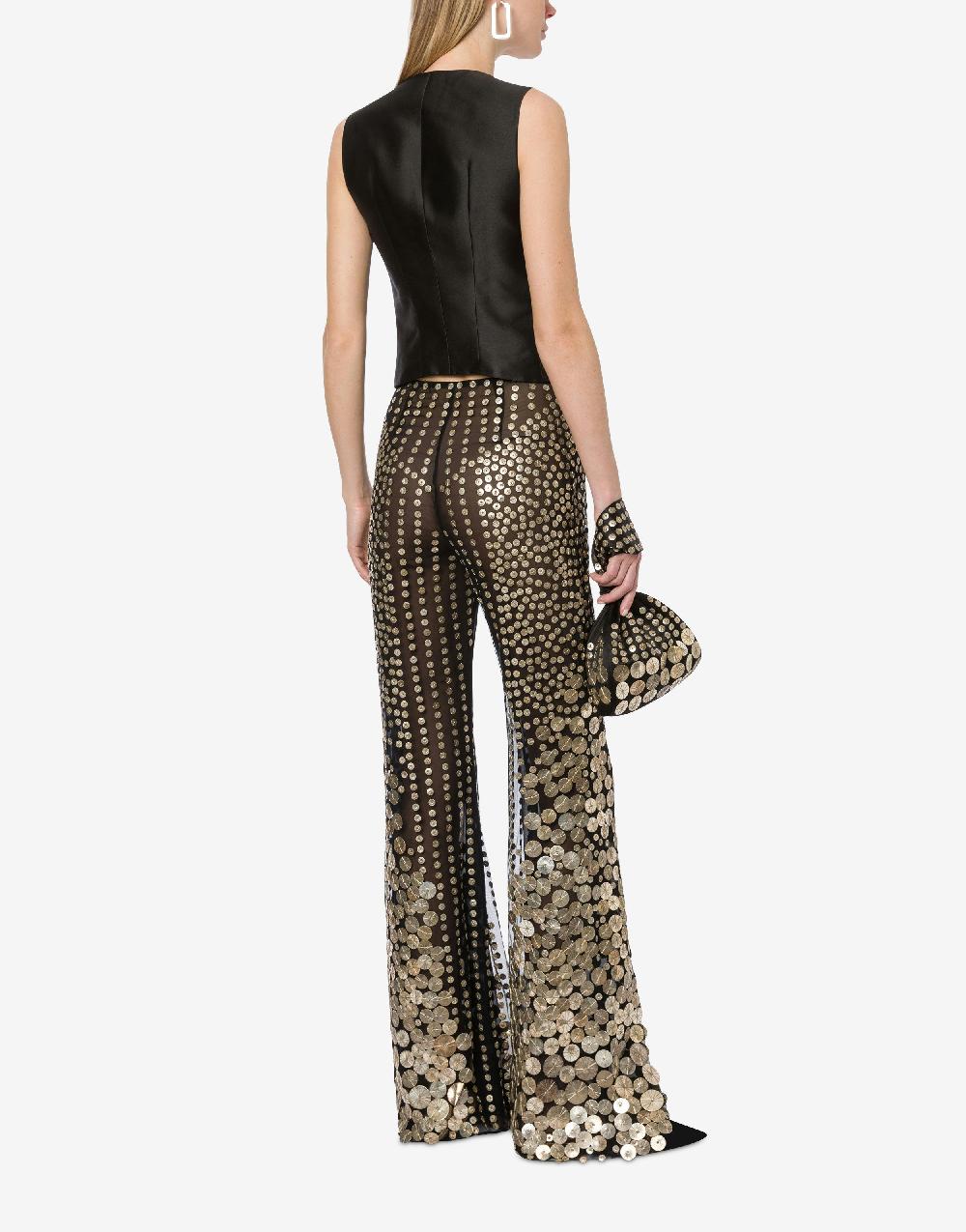 Alberta Ferretti Pantalone flare con ricamo medaglie Offerta