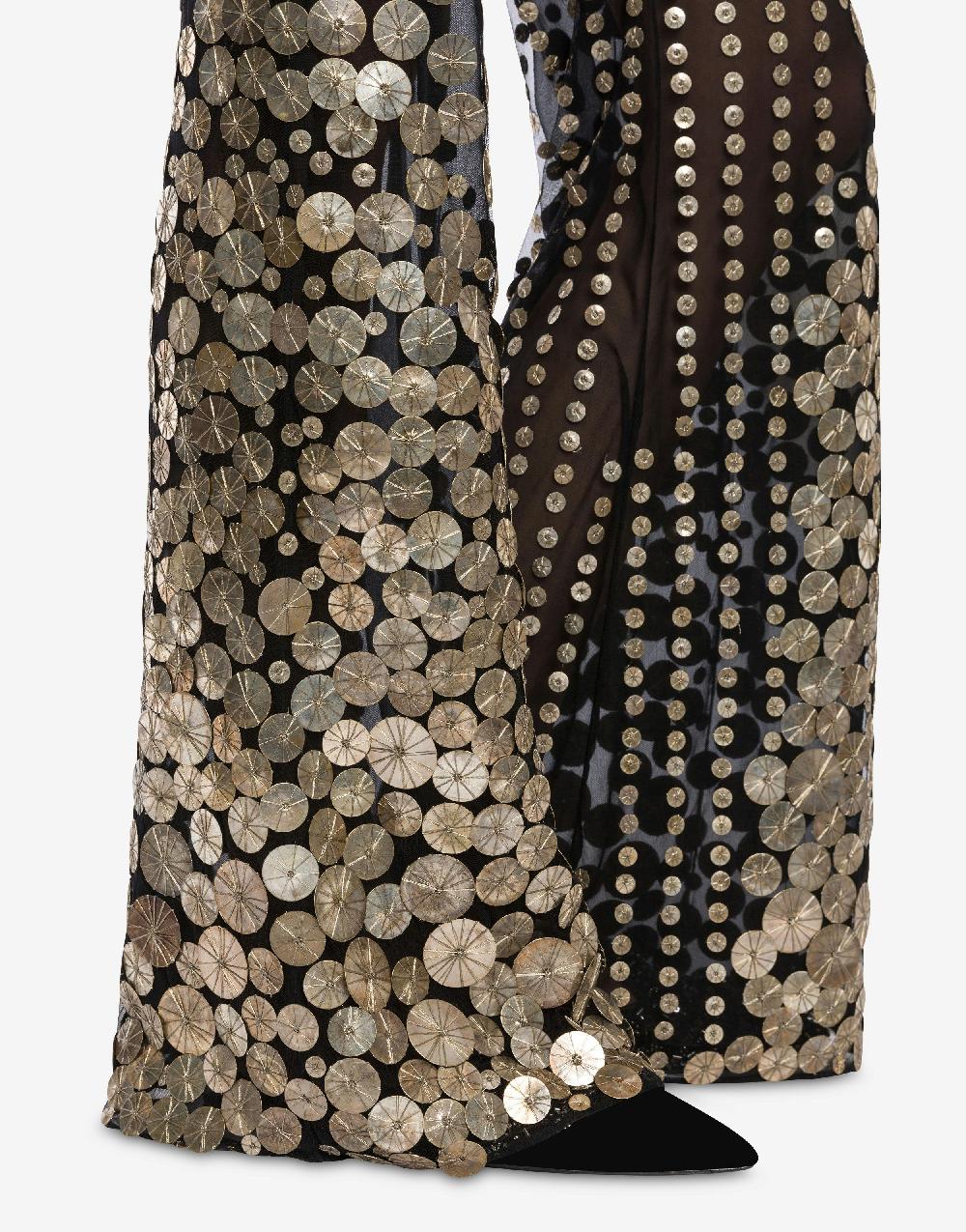 Alberta Ferretti Pantalone flare con ricamo medaglie Offerta