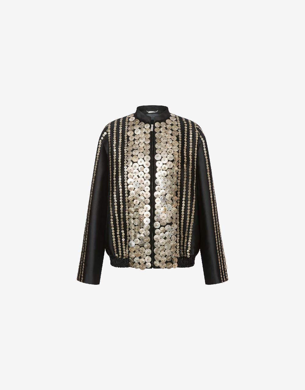 Alberta Ferretti Bomber in mikado con ricamo medaglie Online