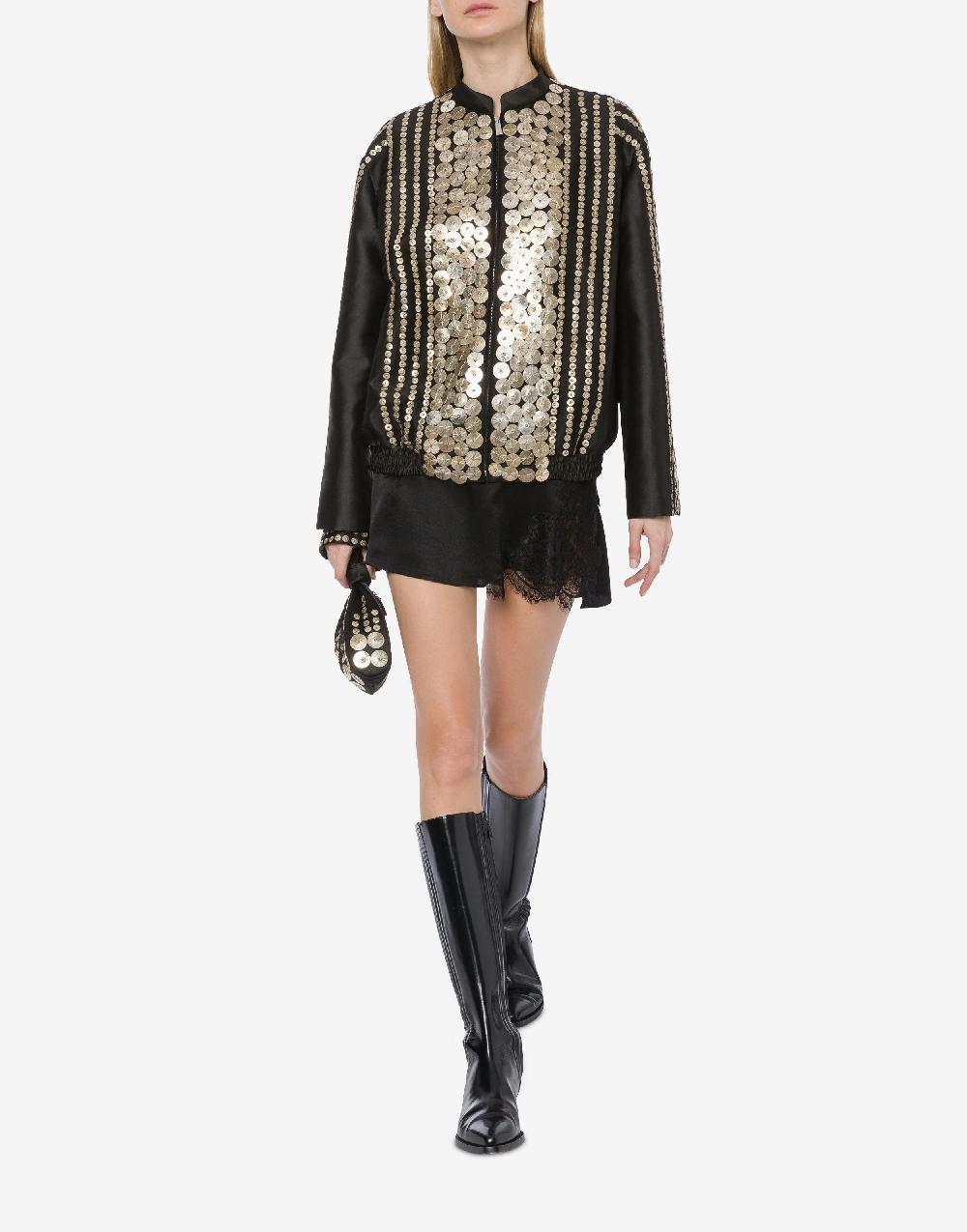 Alberta Ferretti Bomber in mikado con ricamo medaglie Online