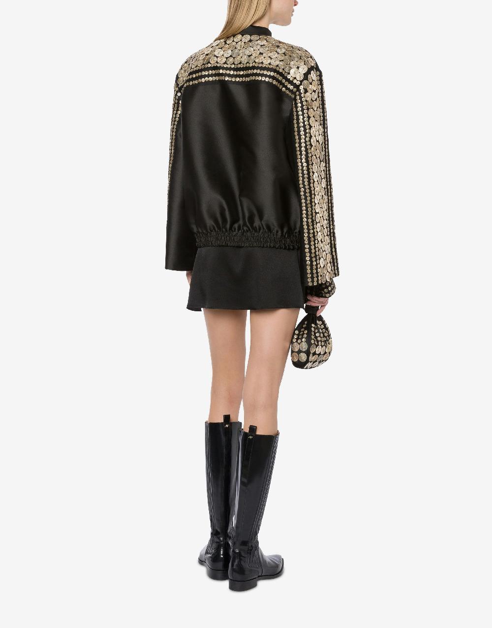 Alberta Ferretti Bomber in mikado con ricamo medaglie Online