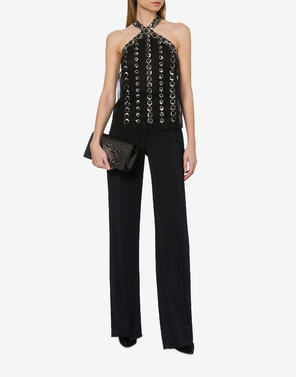 Alberta Ferretti Top in tulle con ricamo geometrico Saldi