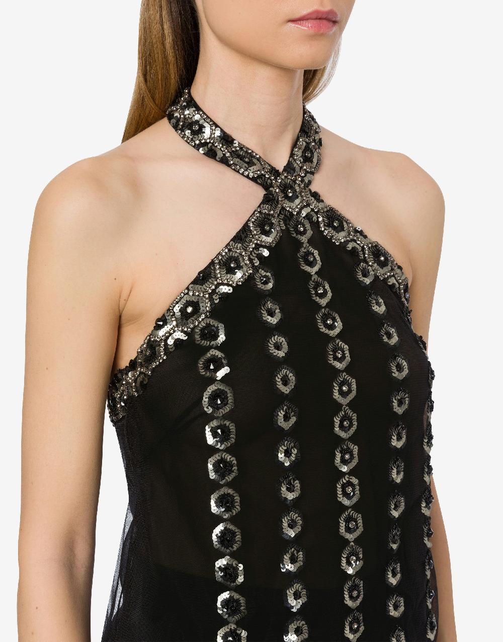 Alberta Ferretti Top in tulle con ricamo geometrico Saldi
