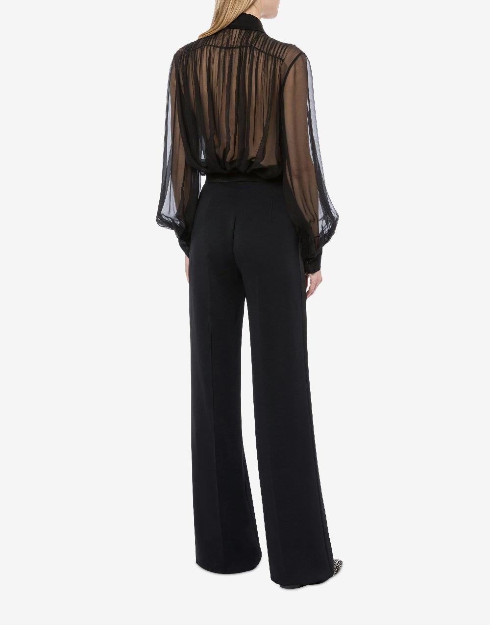 Alberta Ferretti Camicia in chiffon organico con paillettes e perline Saldi Di Fabbrica