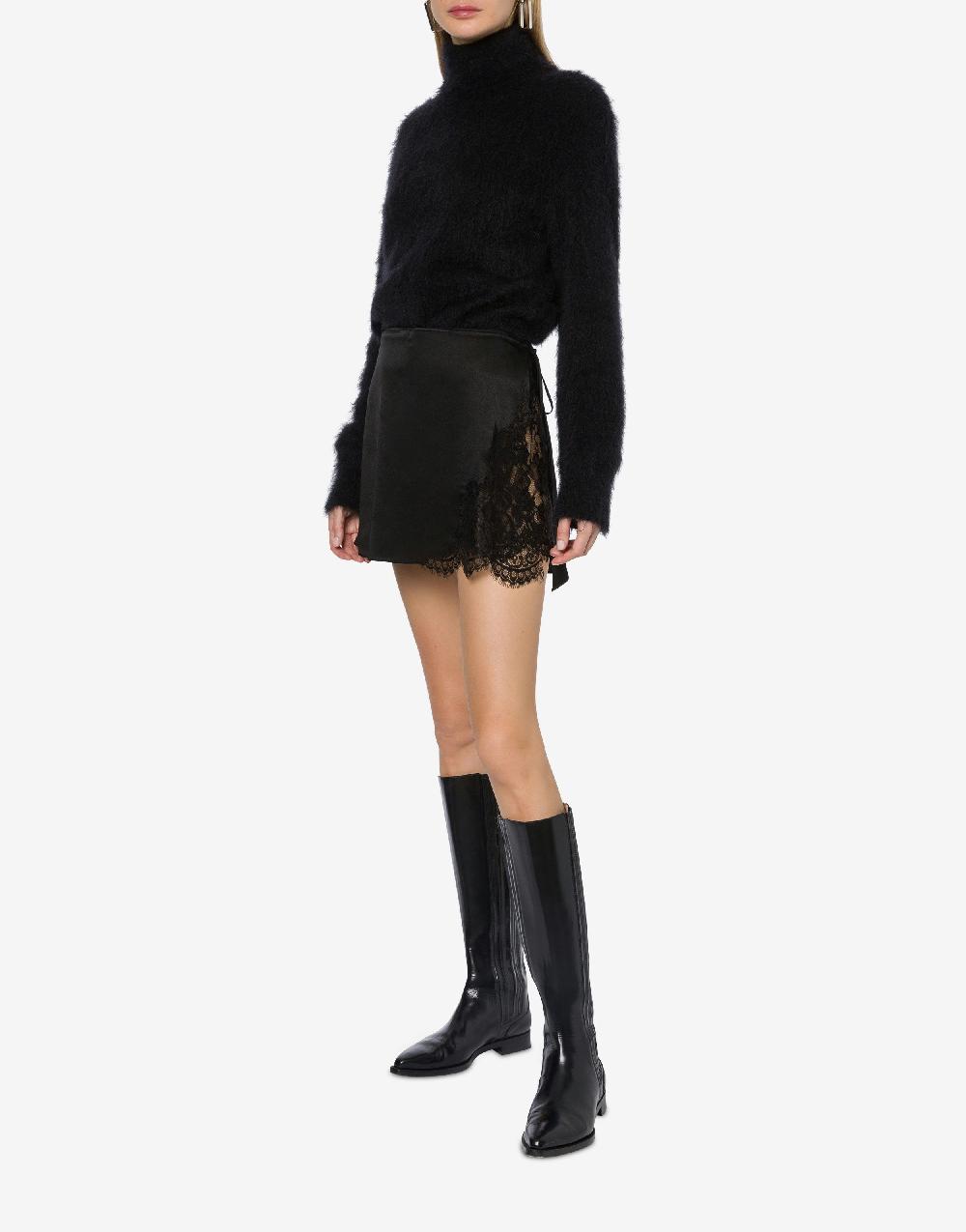 Alberta Ferretti Minigonna in raso con pizzo Nuova